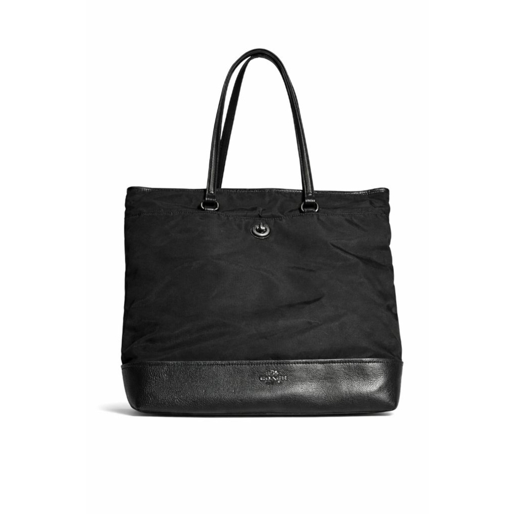 Coach Black Nylon Leather Trim Tote Bag One Size